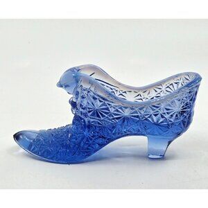 Fenton Glass Periwinkle Shoe  Daisy Button Cathead w/ Opalescent